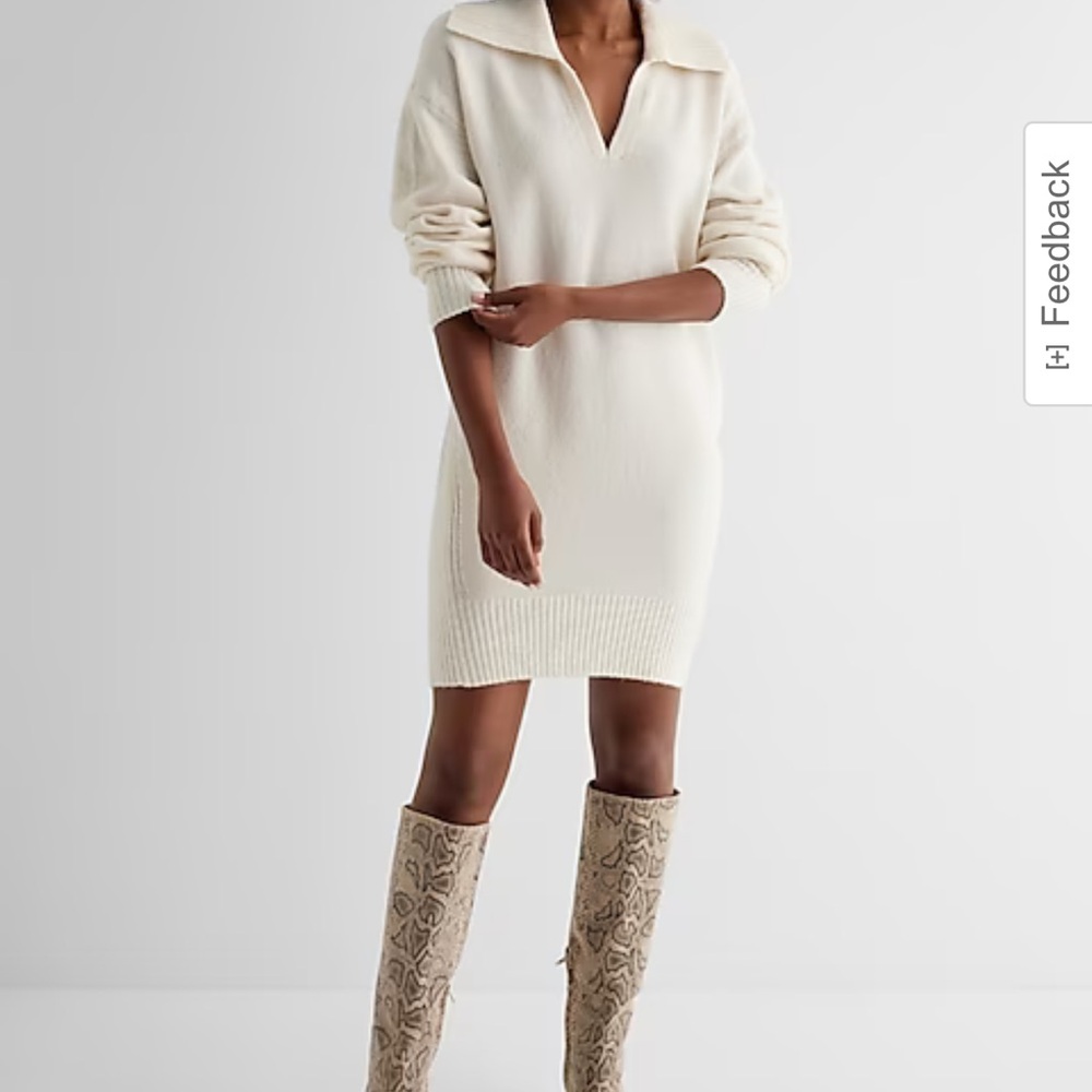 New Express Ivory Sweater Dress